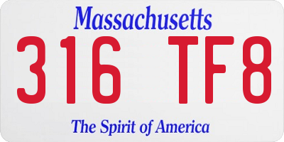 MA license plate 316TF8