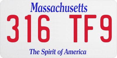 MA license plate 316TF9