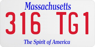 MA license plate 316TG1