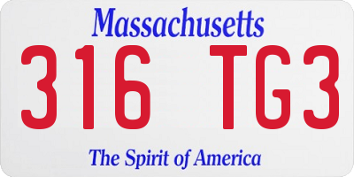 MA license plate 316TG3