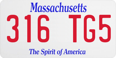 MA license plate 316TG5