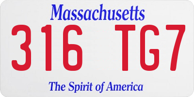 MA license plate 316TG7