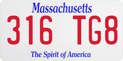 MA license plate 316TG8