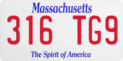 MA license plate 316TG9