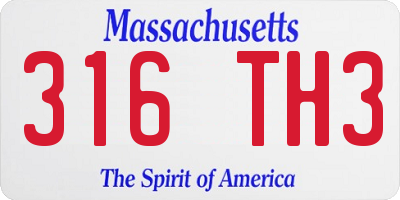 MA license plate 316TH3