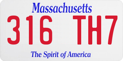 MA license plate 316TH7