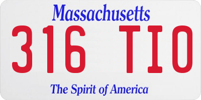 MA license plate 316TI0