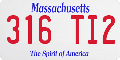 MA license plate 316TI2