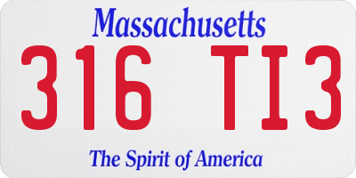 MA license plate 316TI3