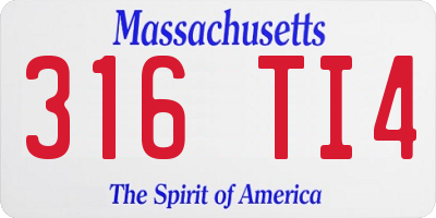 MA license plate 316TI4