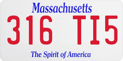MA license plate 316TI5
