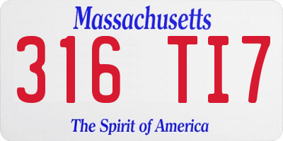 MA license plate 316TI7