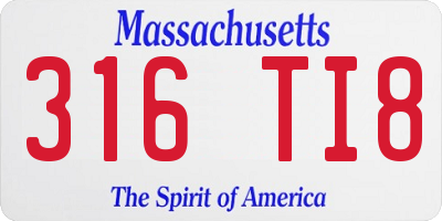 MA license plate 316TI8