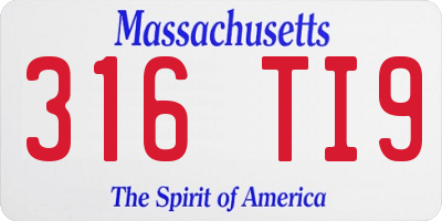 MA license plate 316TI9