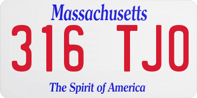 MA license plate 316TJ0