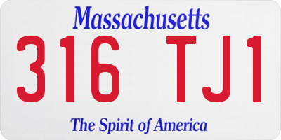 MA license plate 316TJ1