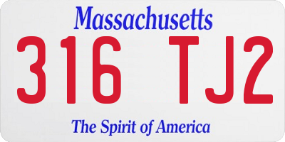 MA license plate 316TJ2