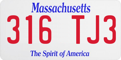 MA license plate 316TJ3