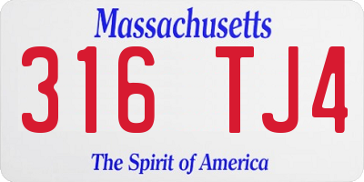 MA license plate 316TJ4