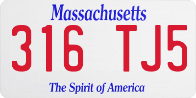 MA license plate 316TJ5