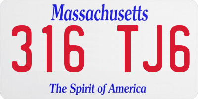 MA license plate 316TJ6