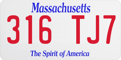 MA license plate 316TJ7