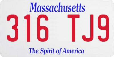 MA license plate 316TJ9