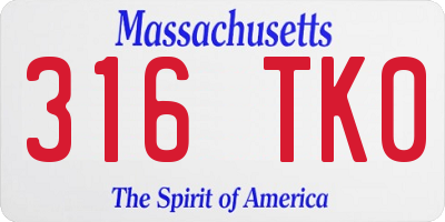 MA license plate 316TK0