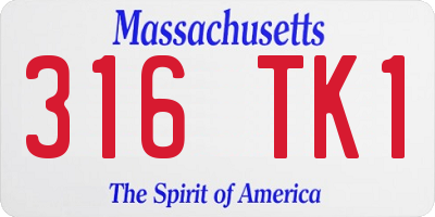 MA license plate 316TK1