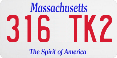 MA license plate 316TK2