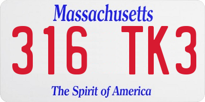 MA license plate 316TK3