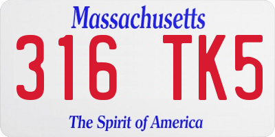MA license plate 316TK5