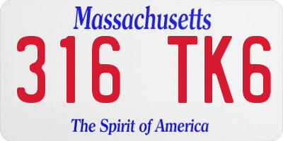 MA license plate 316TK6