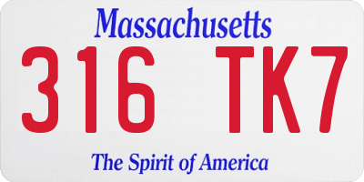 MA license plate 316TK7