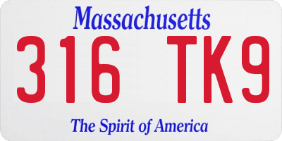MA license plate 316TK9