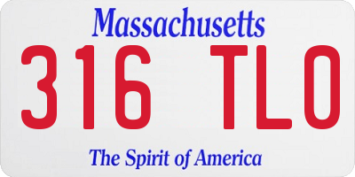 MA license plate 316TL0