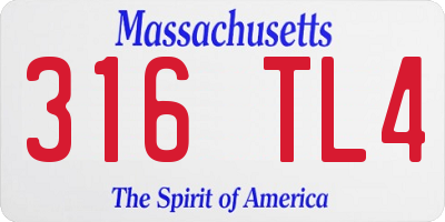 MA license plate 316TL4
