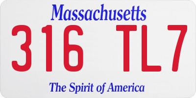 MA license plate 316TL7