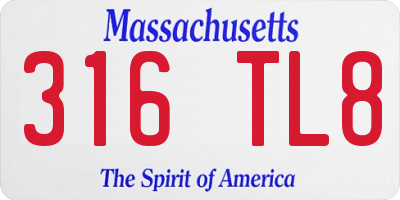 MA license plate 316TL8