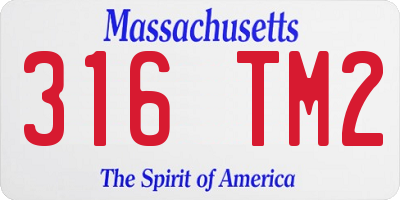 MA license plate 316TM2