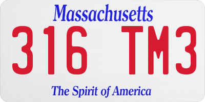 MA license plate 316TM3