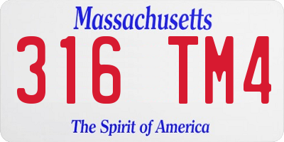 MA license plate 316TM4