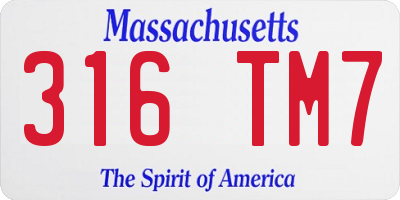 MA license plate 316TM7