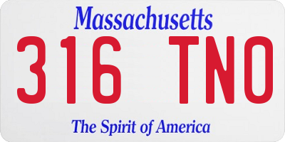 MA license plate 316TN0