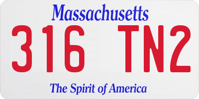 MA license plate 316TN2