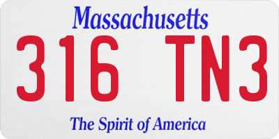 MA license plate 316TN3