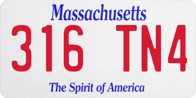 MA license plate 316TN4