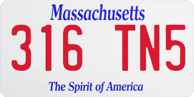 MA license plate 316TN5