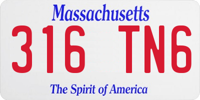 MA license plate 316TN6
