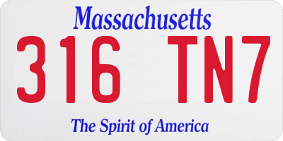 MA license plate 316TN7